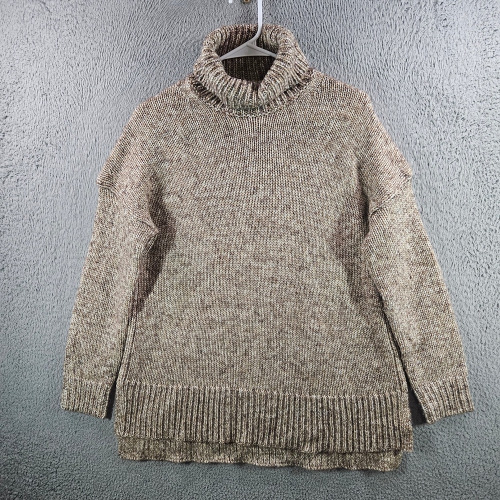 J.Crew Womens Brown Marled Wool Mohair Blend Turtleneck Sweater Small